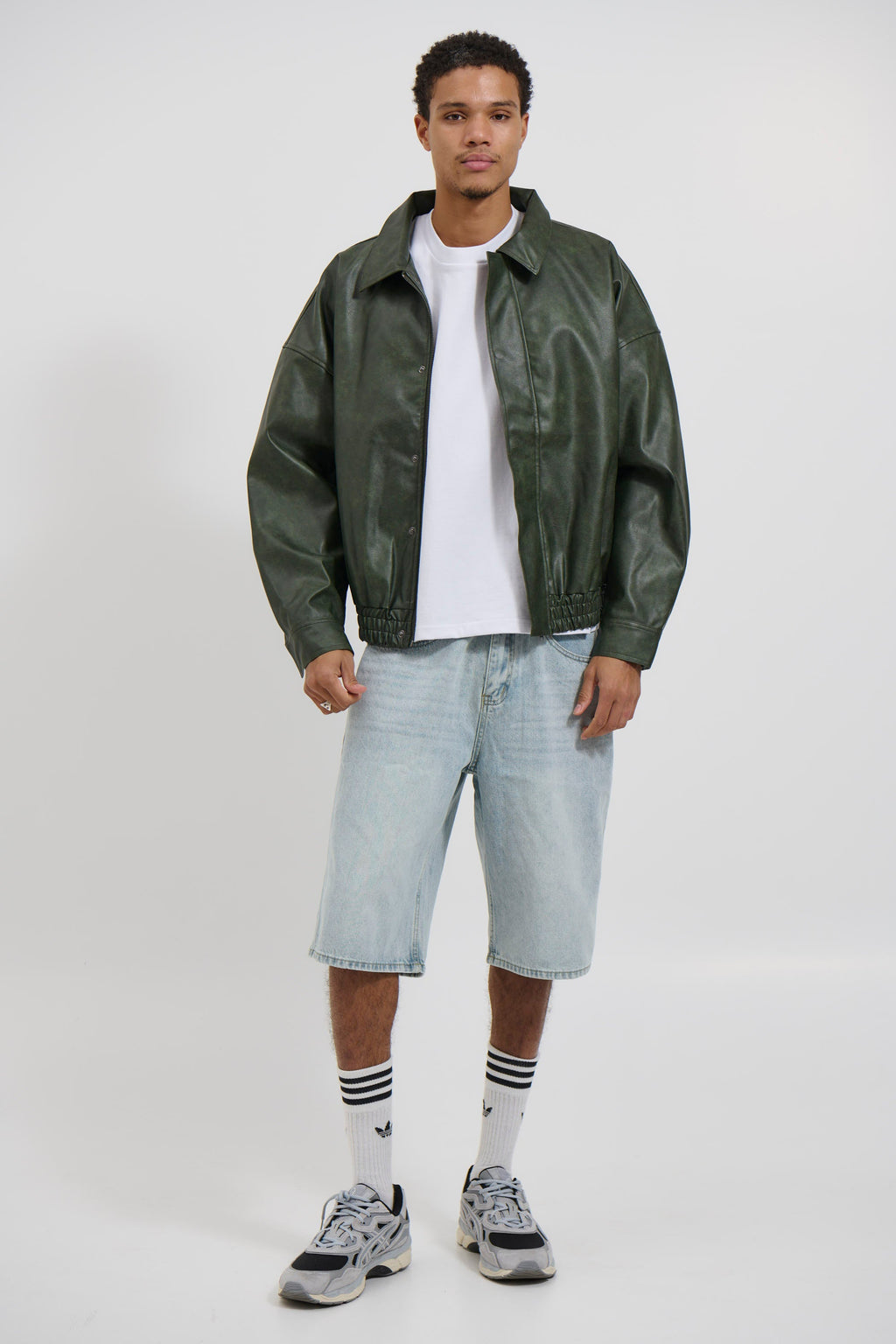 Bowie PU Bomber Jacket – Army Green, Unisex Streetwear