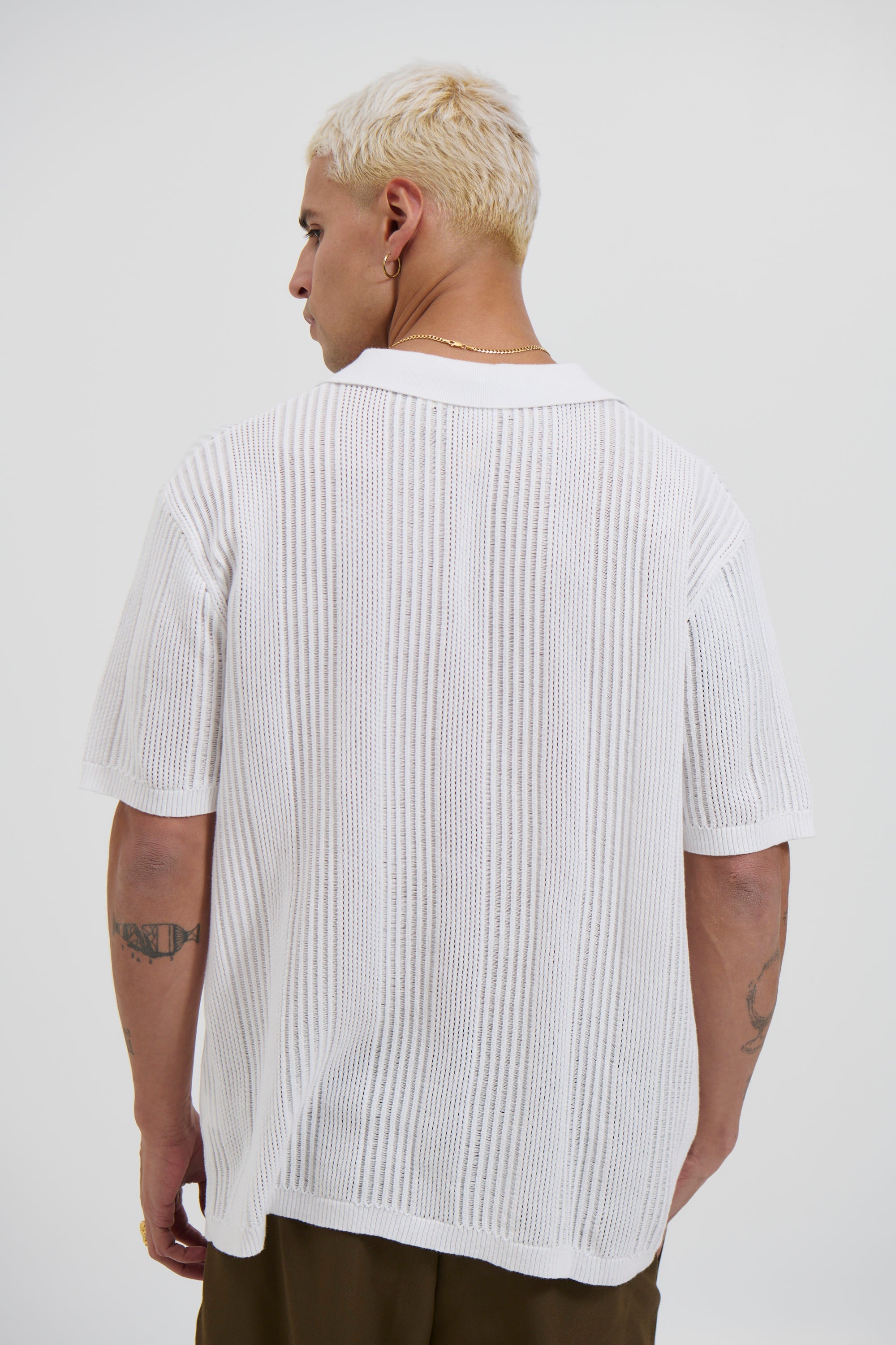 Everton Relaxed Polo – White Knit, Casual Collar