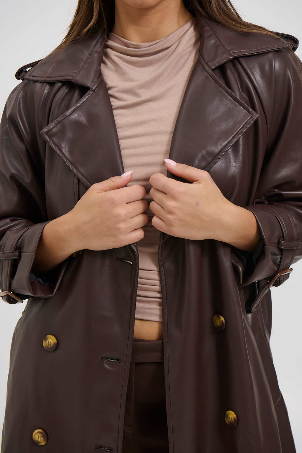 Virelle | Chocolate PU Leather Women’s Jacket
