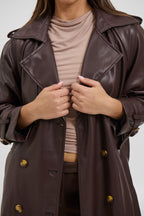 Virelle | Chocolate PU Leather Women’s Jacket