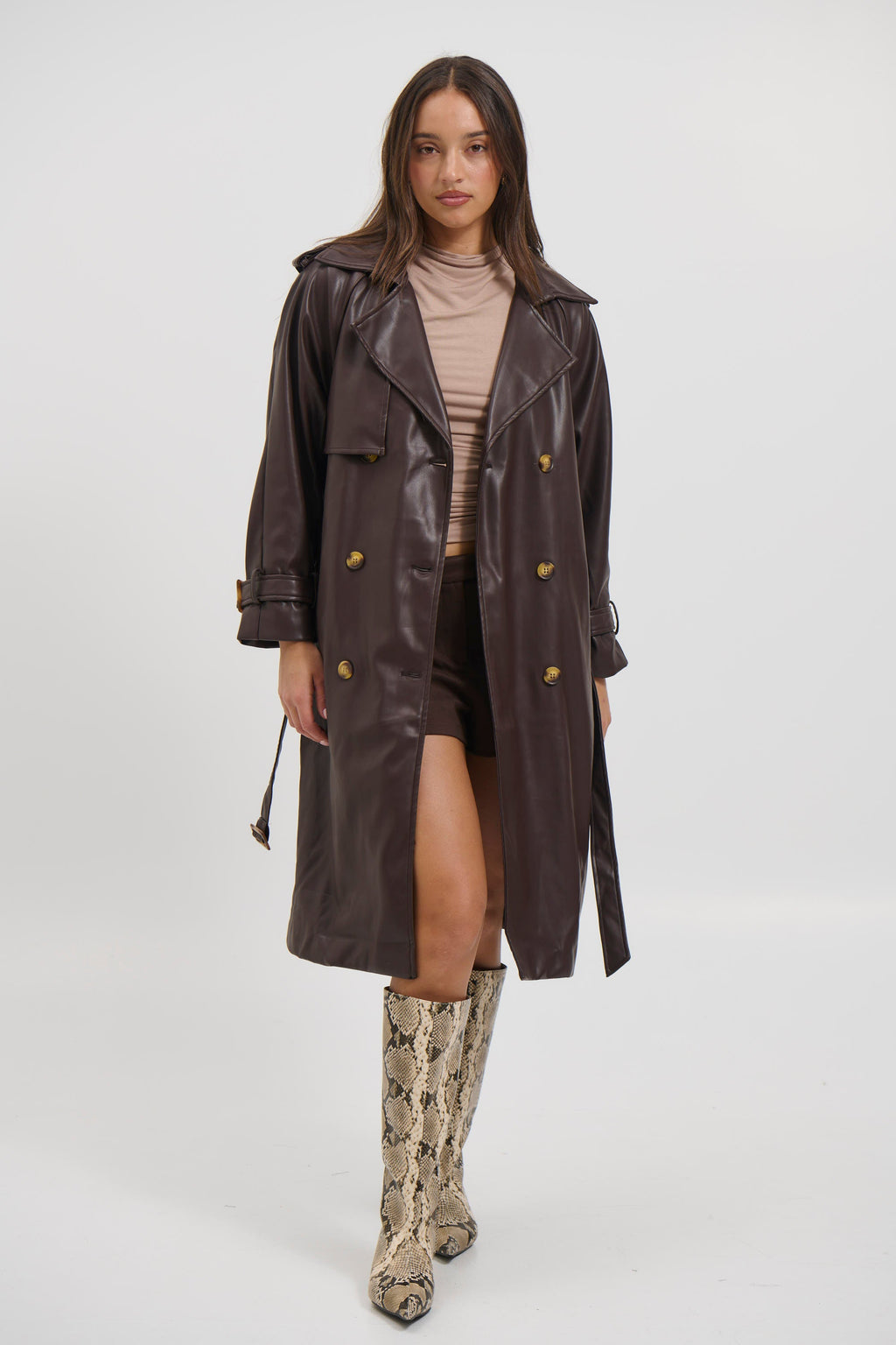 Virelle | Chocolate PU Leather Women’s Jacket