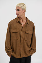 Selvoriaᵀᴹ Dion Cord Overshirt – Men’s Chocolate Brown Regular Fit