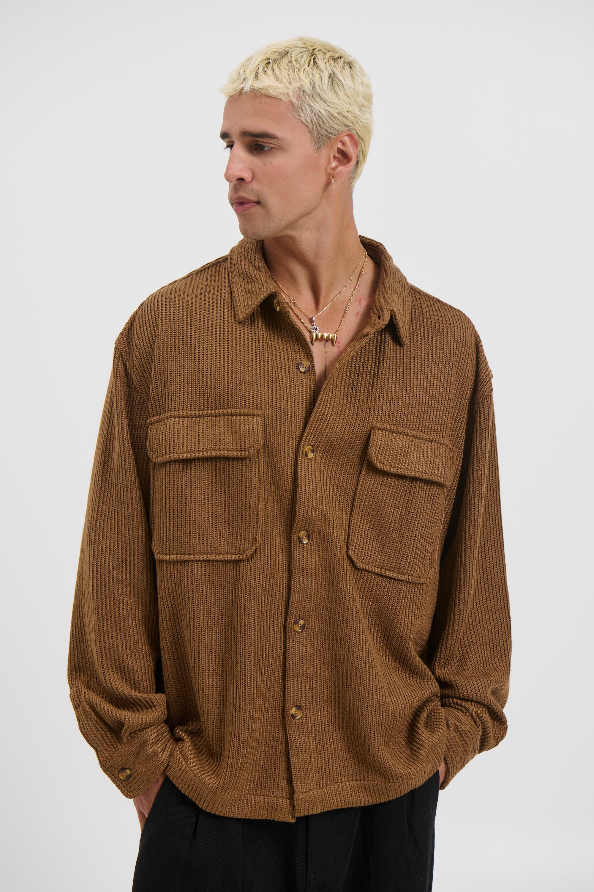 Selvoriaᵀᴹ Dion Cord Overshirt – Men’s Chocolate Brown Regular Fit