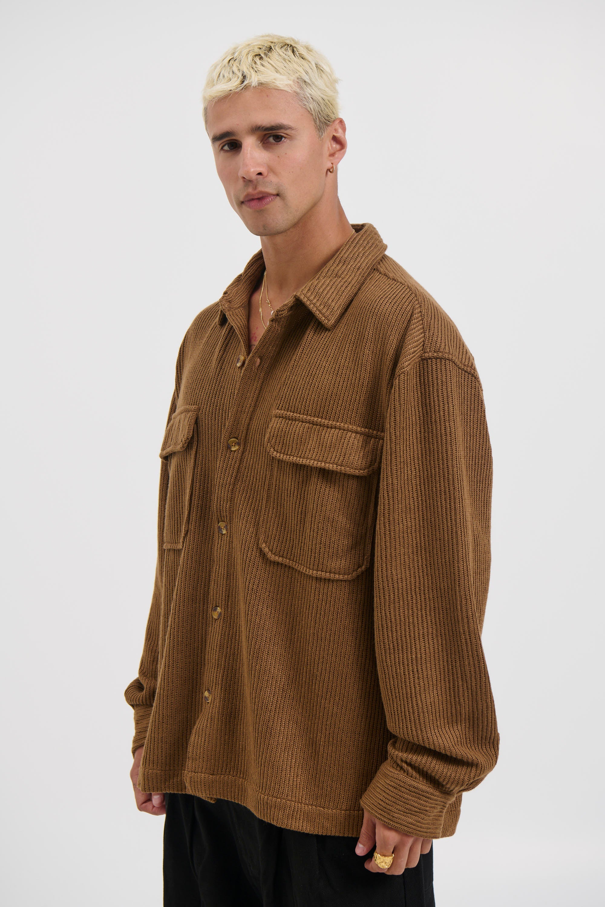 Selvoriaᵀᴹ Dion Cord Overshirt – Men’s Chocolate Brown Regular Fit