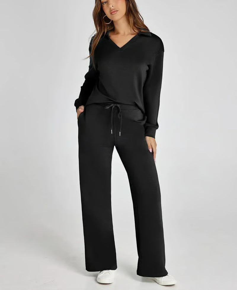 EaseLuxe™ Women’s 2-Piece Fall Outfit Set – Breathable & Wrinkle-Resistant Sweatsuit