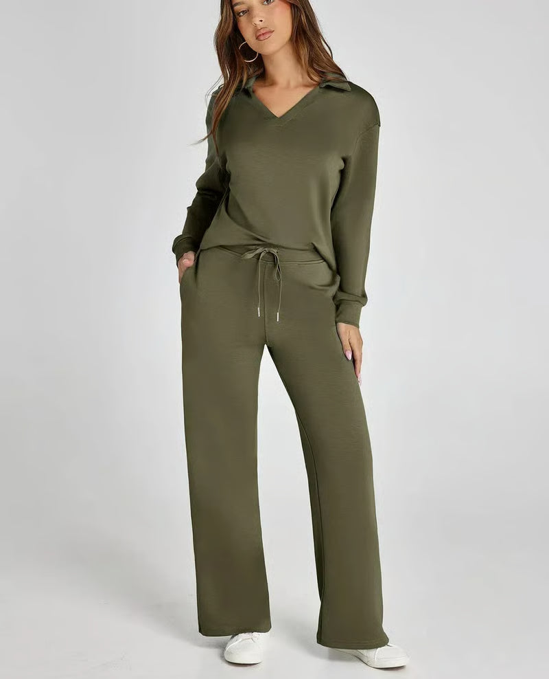 EaseLuxe™ Women’s 2-Piece Fall Outfit Set – Breathable & Wrinkle-Resistant Sweatsuit