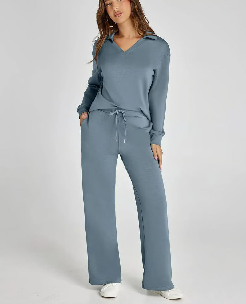 EaseLuxe™ Women’s 2-Piece Fall Outfit Set – Breathable & Wrinkle-Resistant Sweatsuit